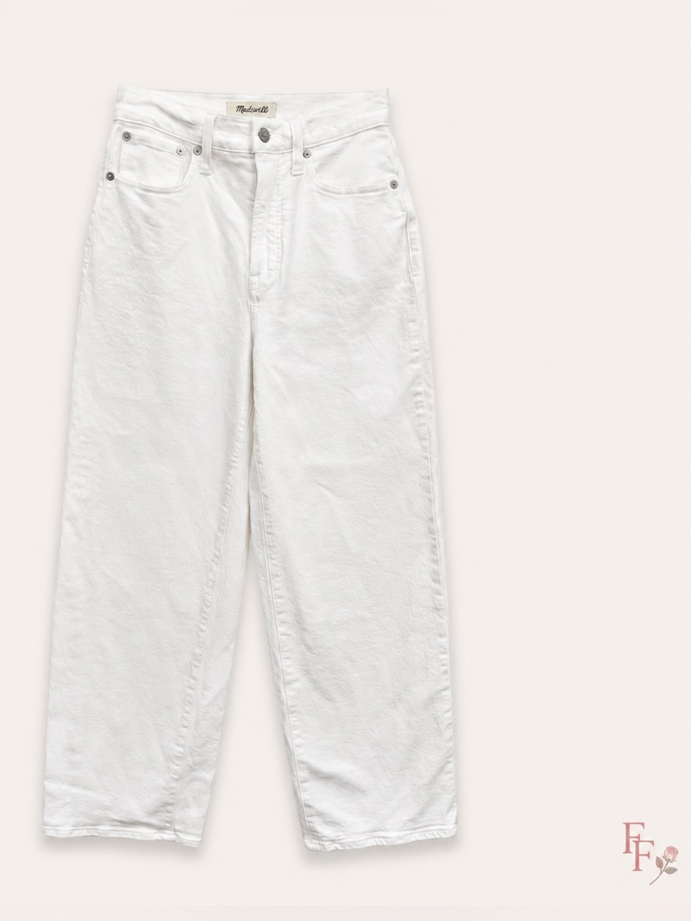 Madewell The Perfect Vintage Wide Leg Crop Jeans White High Rise Size 25 - Picture 2 of 12